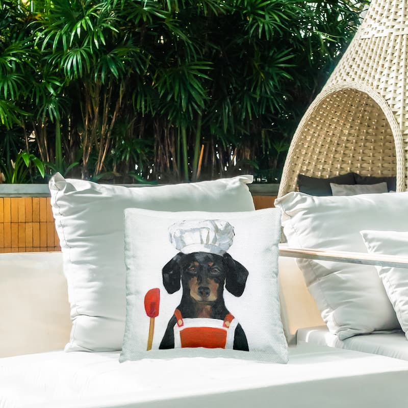 Stupell Kitchen Chef Dog Printed Outdoor Throw Pillow Design by Sally Swatland