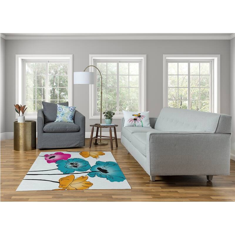 Popping Poppies Spring Chenille Rug