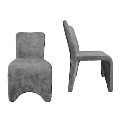 Modrest Ditka Modern Grey Velvet Dining Chair (Set of 2)