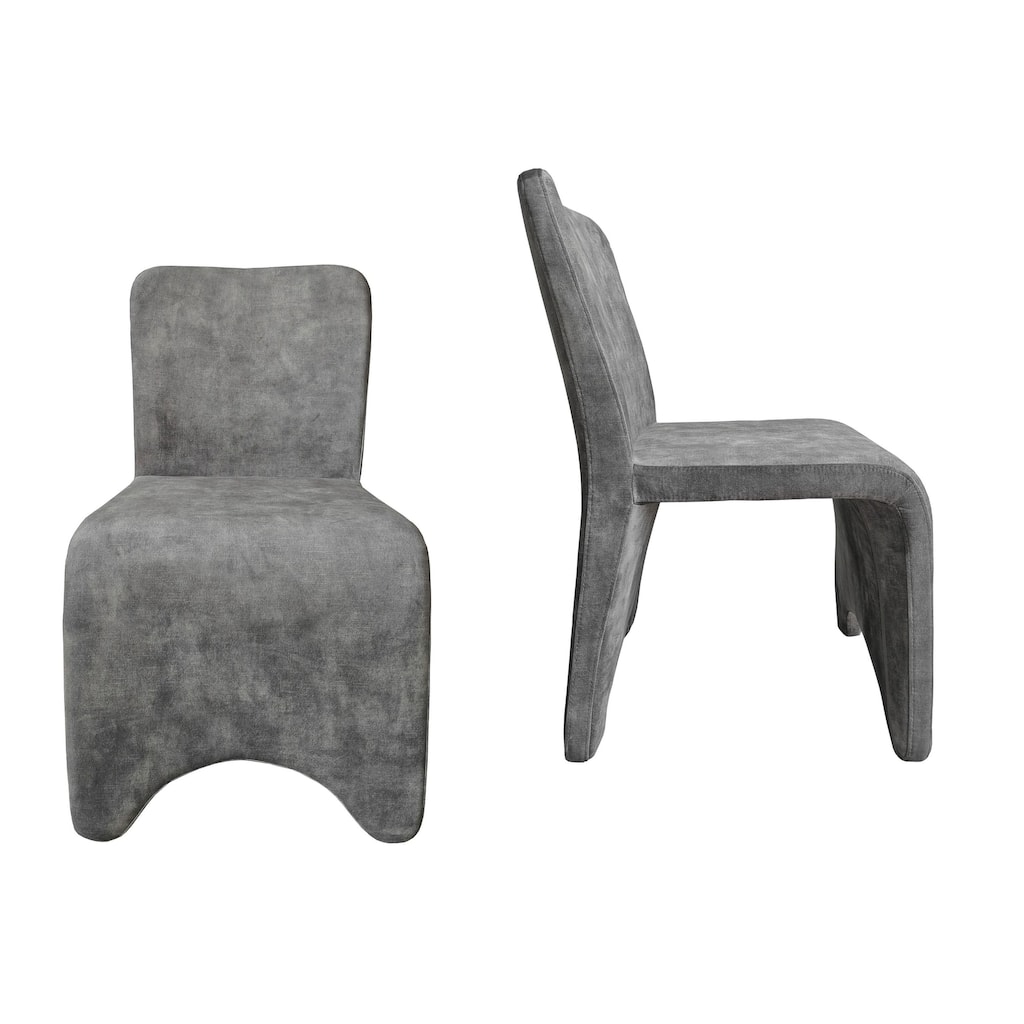 Modrest Ditka Modern Grey Velvet Dining Chair (Set of 2)