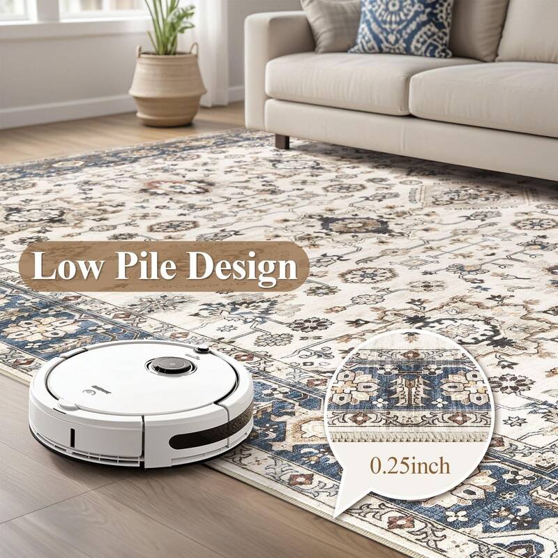 Boho Rug Vintage Pattern Large Non-Slip Stain Resistant Soft Durable