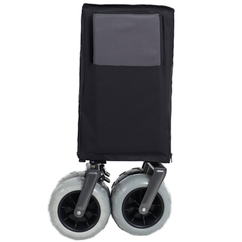 Push-Pull Folding Wagon w/ Rotating Handle, Beach Tires, 300L Capacity