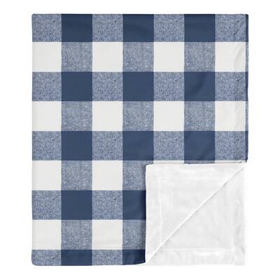 Navy Buffalo Plaid Check Boy Baby Receiving Security Swaddle Blanket - Blue White Woodland Rustic Country Farmhouse Lumberjack