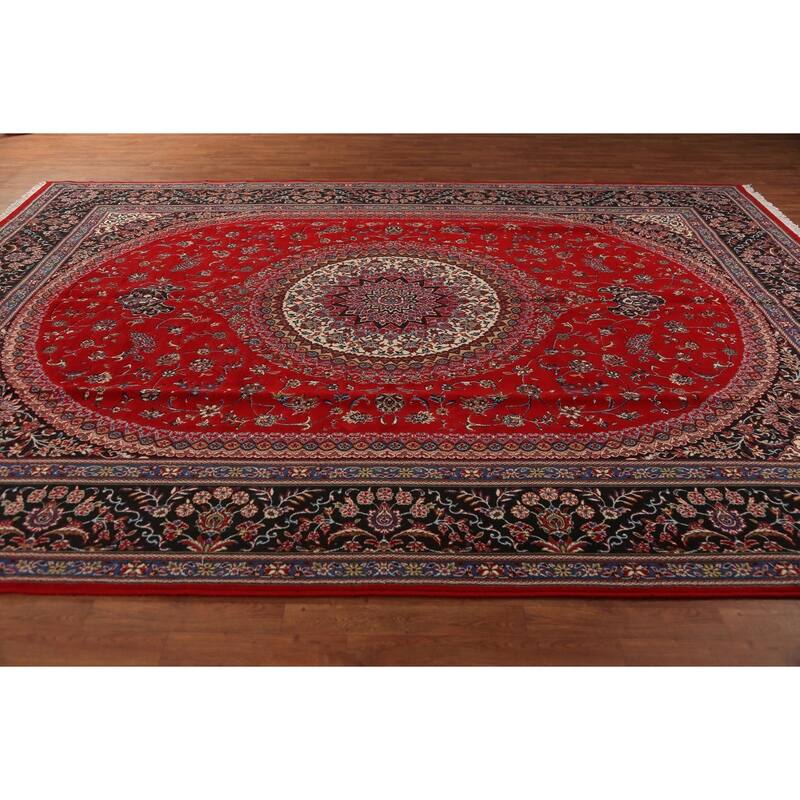 Red Medallion Tabriz Turkish Area Rug Machine Made Carpet - 9'7"x 13'0"