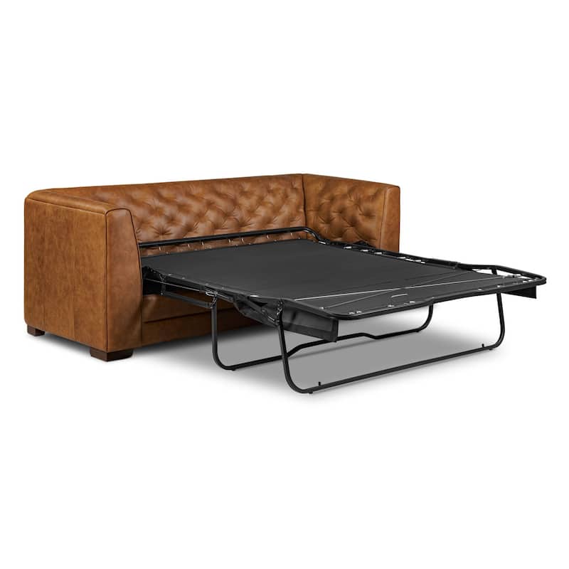 Poly & Bark Essex 86" Genuine Leather Pull-Out Convertible Sleeper Sofa