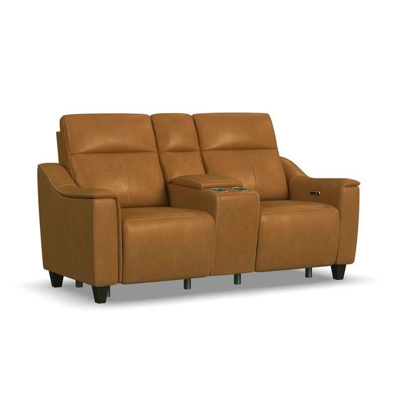 Sonesta Power Reclining Leather Loveseat with Console and Power Headrests