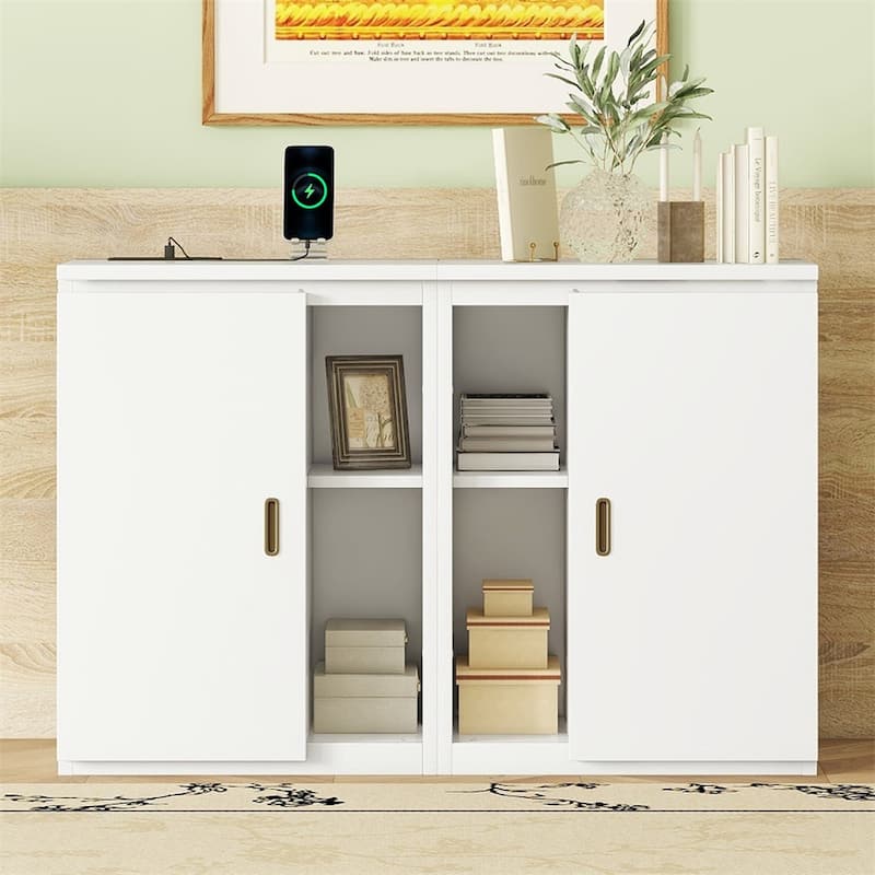 Full Size Murphy Bed with Shelves, Cabinets and USB Ports
