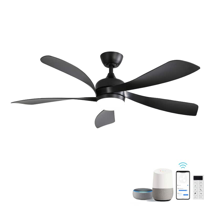 45 Inch Matte Black Smart Ceiling Fan with Light