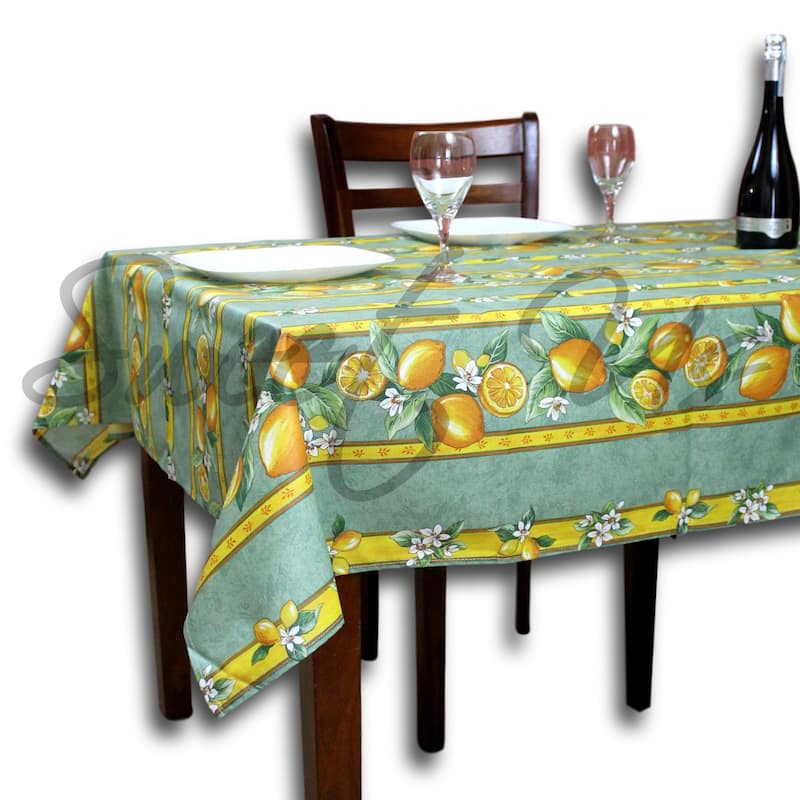 Wipeable Spill Resistant Provencal Cotton Cannes Collection Tablecloth
