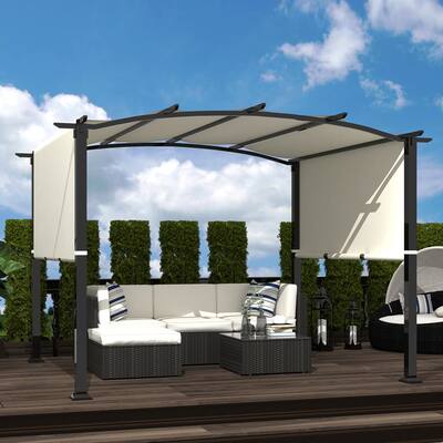 10'x8' Pergola with Retractable Canopy Shades