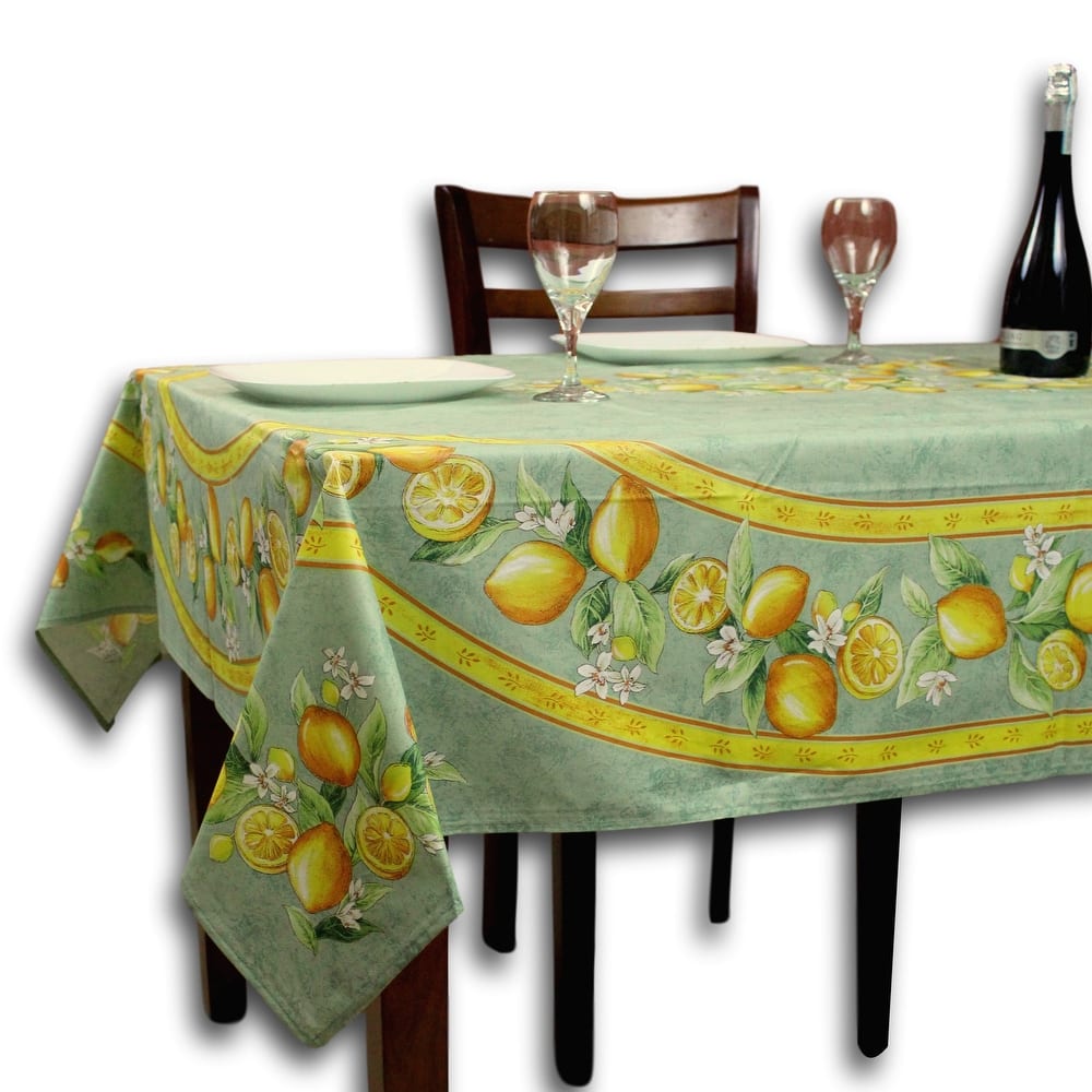 Wipeable Spill Resistant Provencal Cotton Cannes Collection Tablecloth