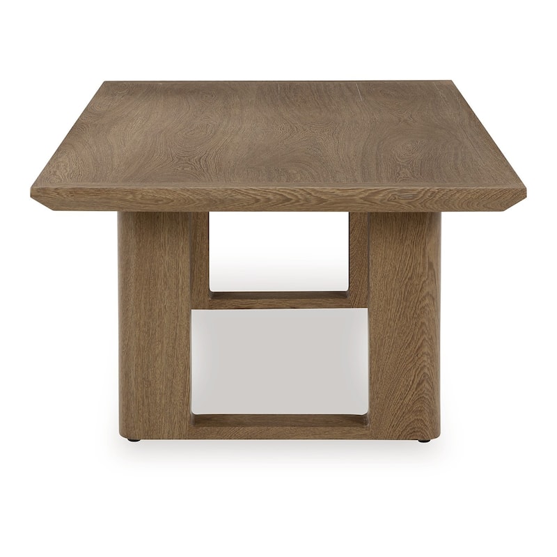 Baily Outdoor Cocktail Coffee Table, 49 Inch Woodlike Brown Metal