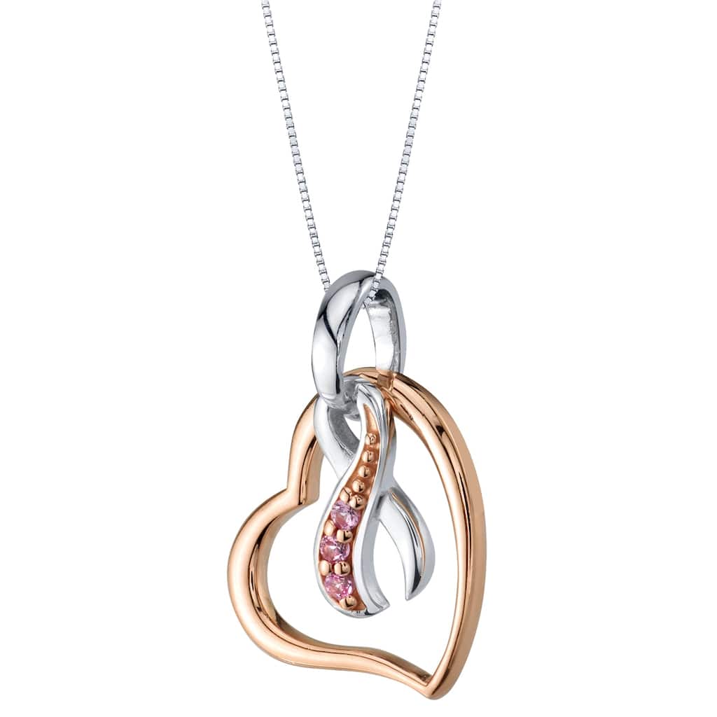 Breast Cancer Awareness Pink Sapphire Pendant in Sterling Silver