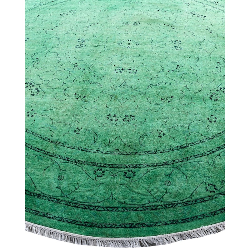 Fine Vibrance One-of-a-Kind Hand-Knotted Area Rug - Green, 8' 1" x 8' 1" - 8' 1" x 8' 1"
