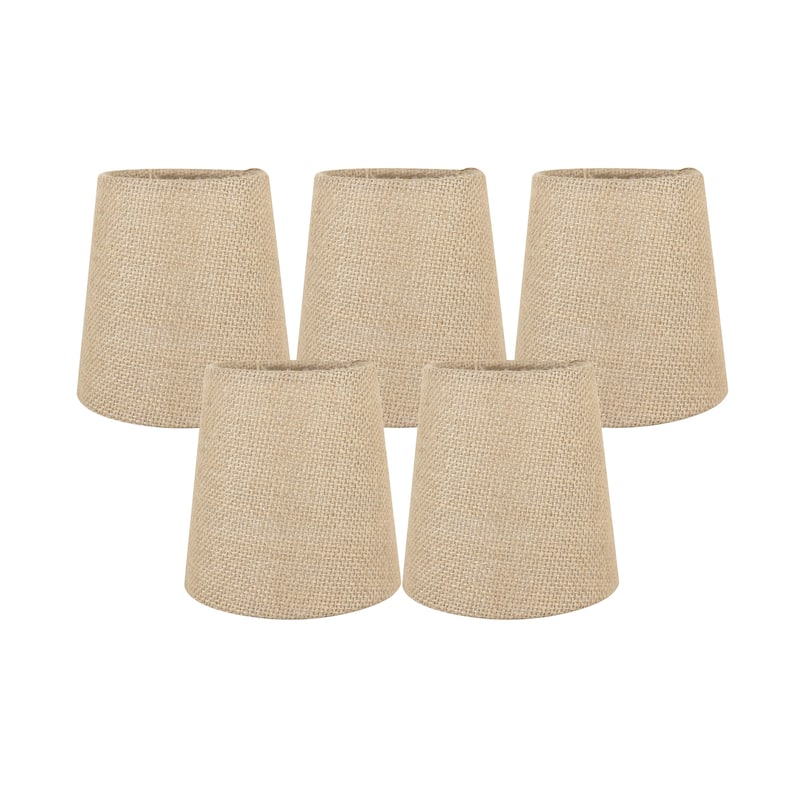 Meriville Burlap Clip On Chandelier Lamp Shades, 3.5-inch by 4.5-inch by 4.5-inch - Set of 5 - Natural