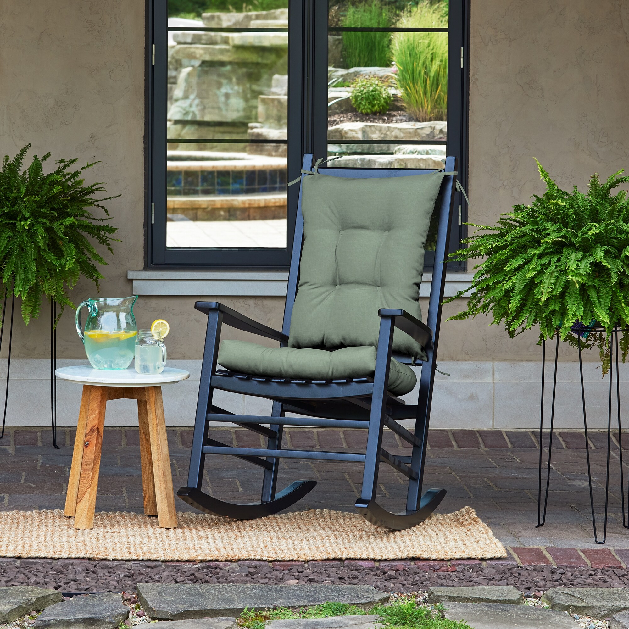 Arden earthFIBER Indoor/Outdoor Plush Rocking Chair Cushion Set, 20 x 18, Water Repellent, Fade Resistant, Tufted Cushion for Rocking Chairs Sage, image size:2000x2000