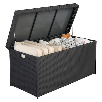 Outdoor 132 Gallon Resin Wicker Deck Box Storage Box