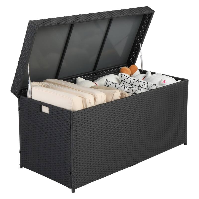 Outdoor 132 Gallon Resin Wicker Deck Box Storage Box
