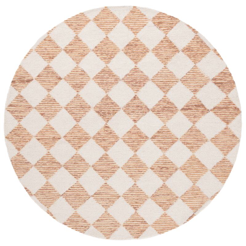 SAFAVIEH Handmade Ebony Edita Modern & Contemporary Wool Rug - 6' Round - Rust/Ivory