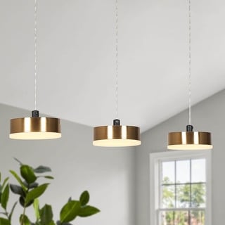 Modern 3-Light LED Black Gold Chandelier Linear Island Lights for Dining Room - 19.5" L x 4.3" W x 63" H