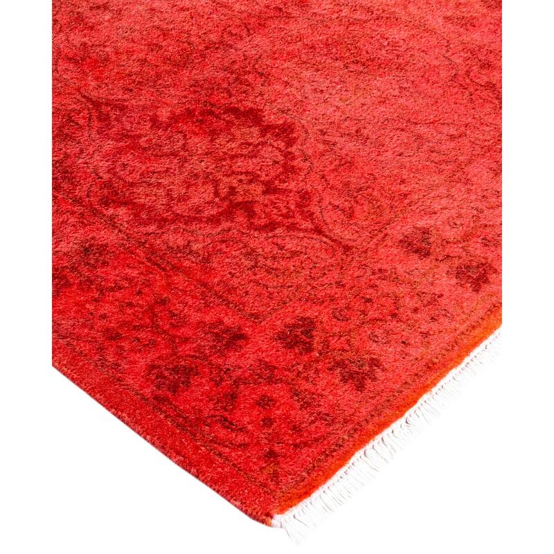 Overdyed One-of-a-Kind Hand-Knotted Area Rug - Red - 2' 6" x 13' 9"