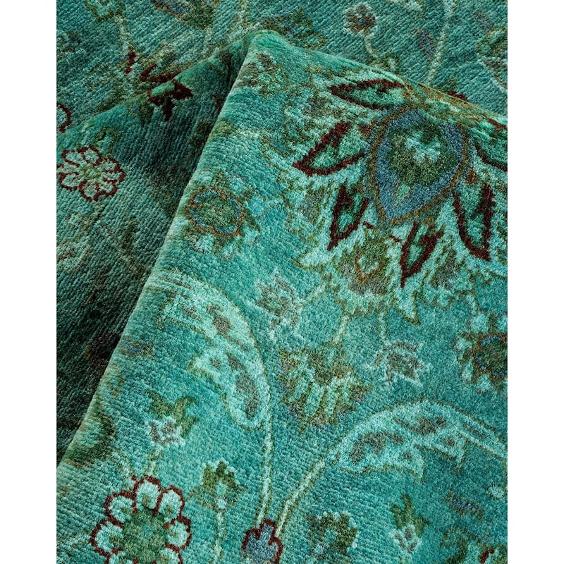 Overton Hand Knotted Wool Vintage Inspired Modern Contemporary Overdyed Blue Area Rug - 3' 2" x 5' 4"