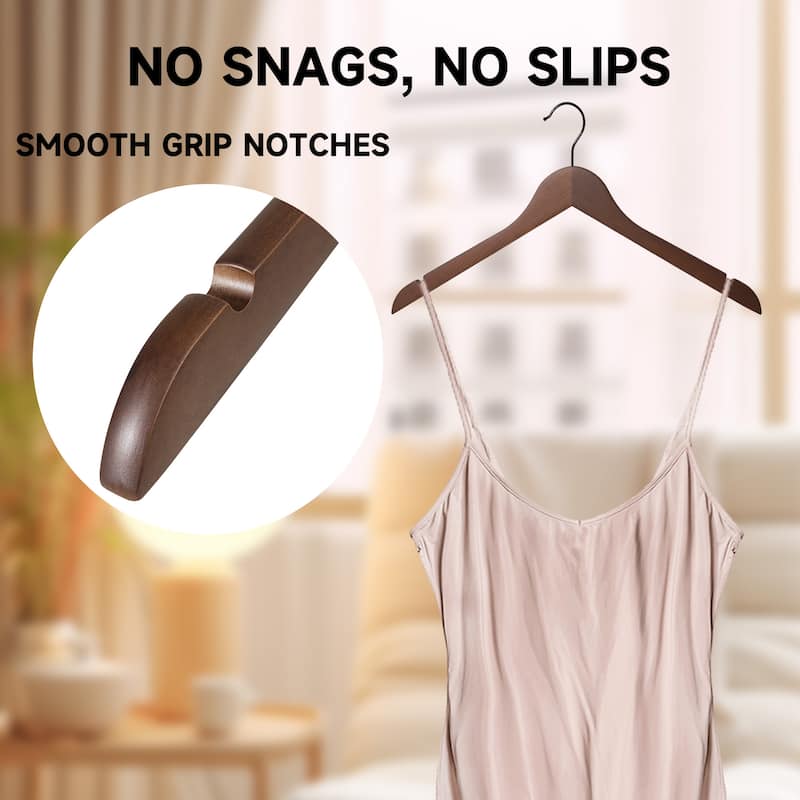 BP4U Premium Wooden Clothes Hangers, Solid Wood Coat Shirt Top Hangers for Jackets, Shirts, Dresses