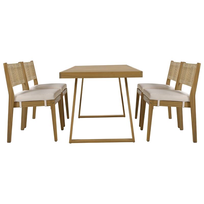 MERAX Multi-person Outdoor Acacia Wood Dining Table and Chair Set