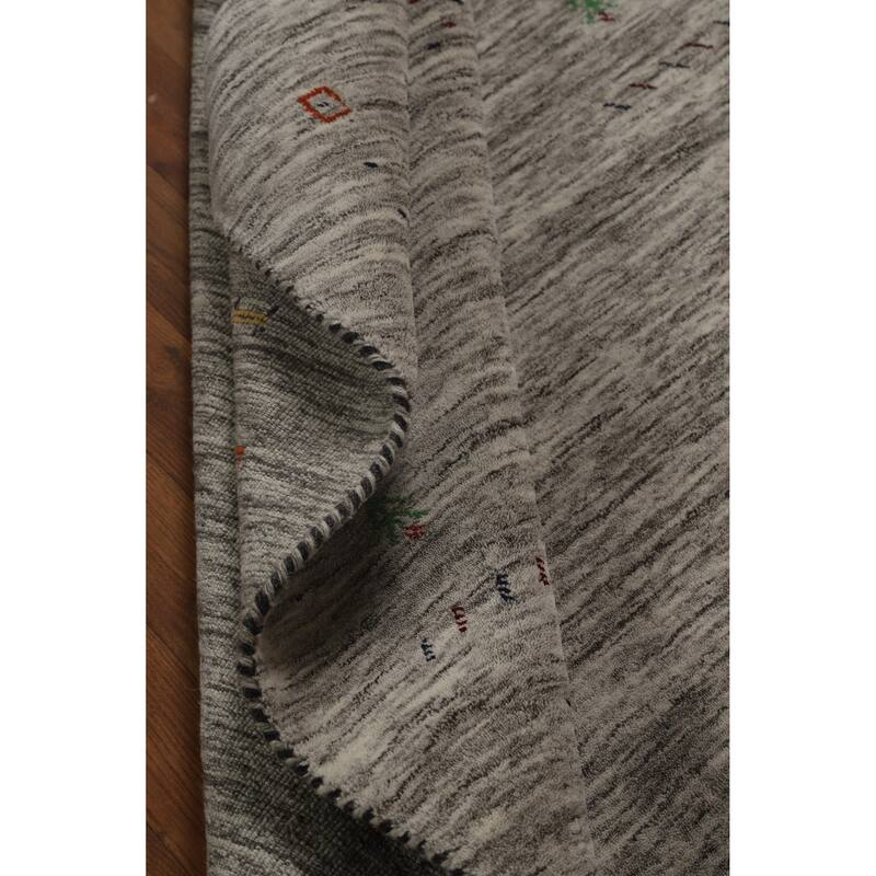 Hand Knotted Oriental 100% Wool Carpet Tribal Stripe Beige & Ivories Gabbeh Area Rug - 5' 11'' X 4' 1''