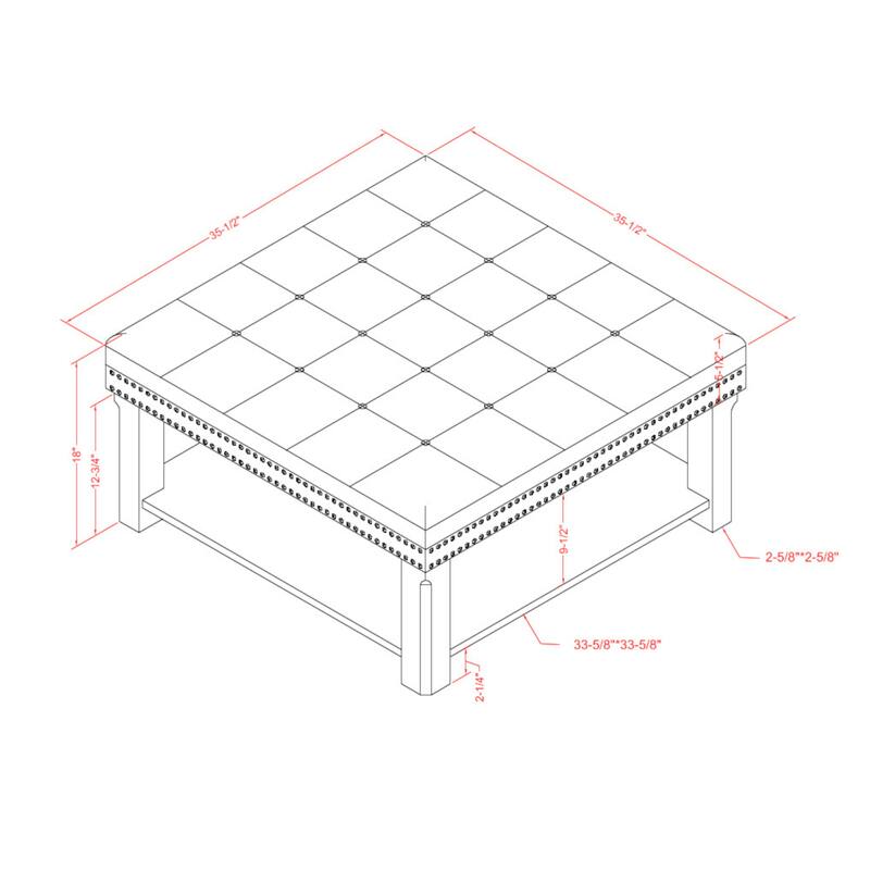 Transitional Linen Tufted Nailheads Cocktail Ottoman with Storage by Furniture of America