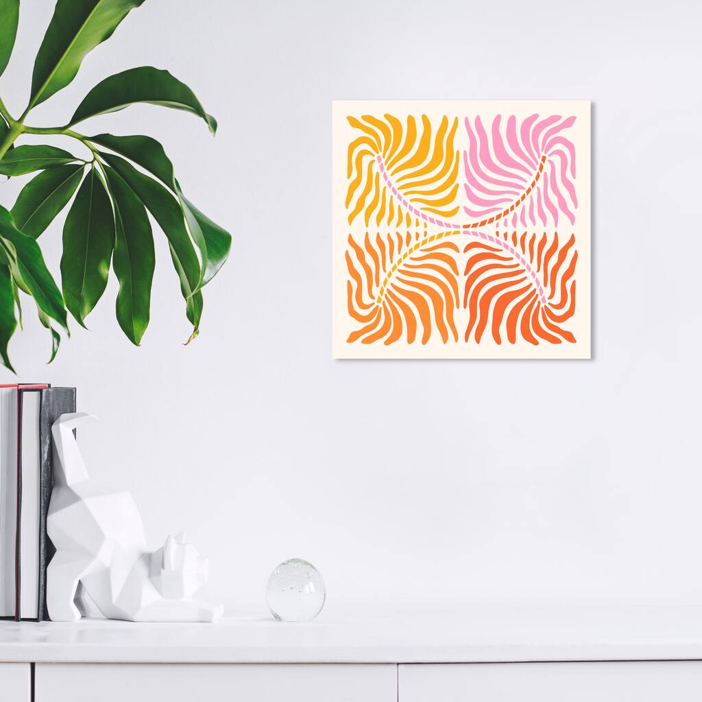 Wynwood Studio Canvas Floral and Botanical Happy Colors Plants Orange and Pink Modern & Contemporary Wall Art Canvas Print