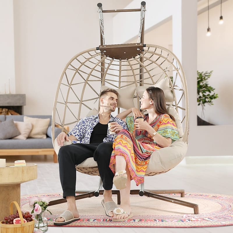 FINCATI Outdoor Oversized Double Egg Chair Swing, 700 lbs Double Egg Chair Outdoor, 2 Person Egg Chair Swing, Hanging Egg Chair
