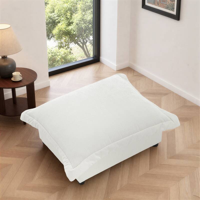37"W Oversized Upholstered Chenille Rectangle Cloud Ottoman