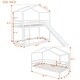 preview thumbnail 14 of 14, Twin Over Twin Bunk Bed with Playhouse Roof, Slide, and Ladder