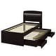 preview thumbnail 23 of 30, Twin XL/Full XL Size Platform Bed with LED Storage Headboard and Charging Station, Wood Bed Frame w/Twin Size Trundle &2 Drawers