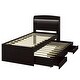 preview thumbnail 7 of 13, Twin XL Platform Bed with Storage LED Headboard, Charging Station, Trundle & 2 Drawers, Sturdy Pine Wood Frame, Dark Brown