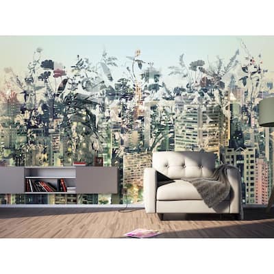GK Wall Design Abstract Floral Pastel Cityscape Rustic Removable Wallpaper