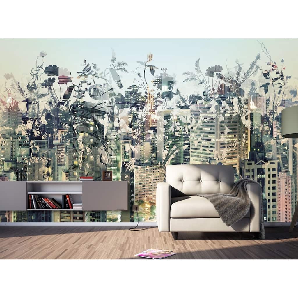 GK Wall Design Abstract Floral Pastel Cityscape Rustic Removable Wallpaper