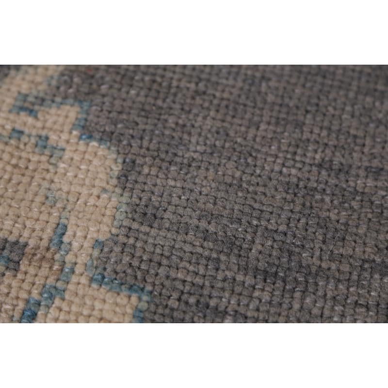 Hand Knotted Oriental 100% Wool Carpet Transitional All-Over Greys & Charcoal Oushak Area Rug - 13' 9'' X 10' 0''