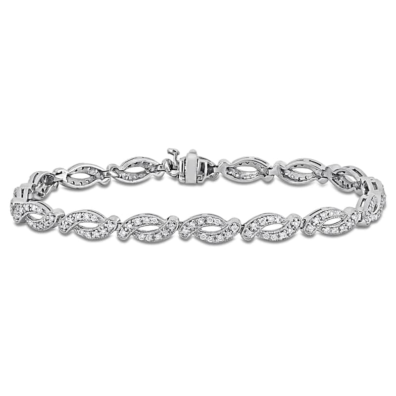 Miadora 1 1/6ct TDW Diamond Tennis Bracelet in 14k White Gold - 7.5 in