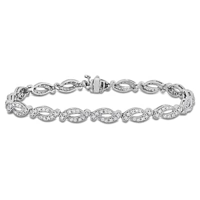 Miadora 1 1/6ct TDW Diamond Tennis Bracelet in 14k White Gold - 7.5 in