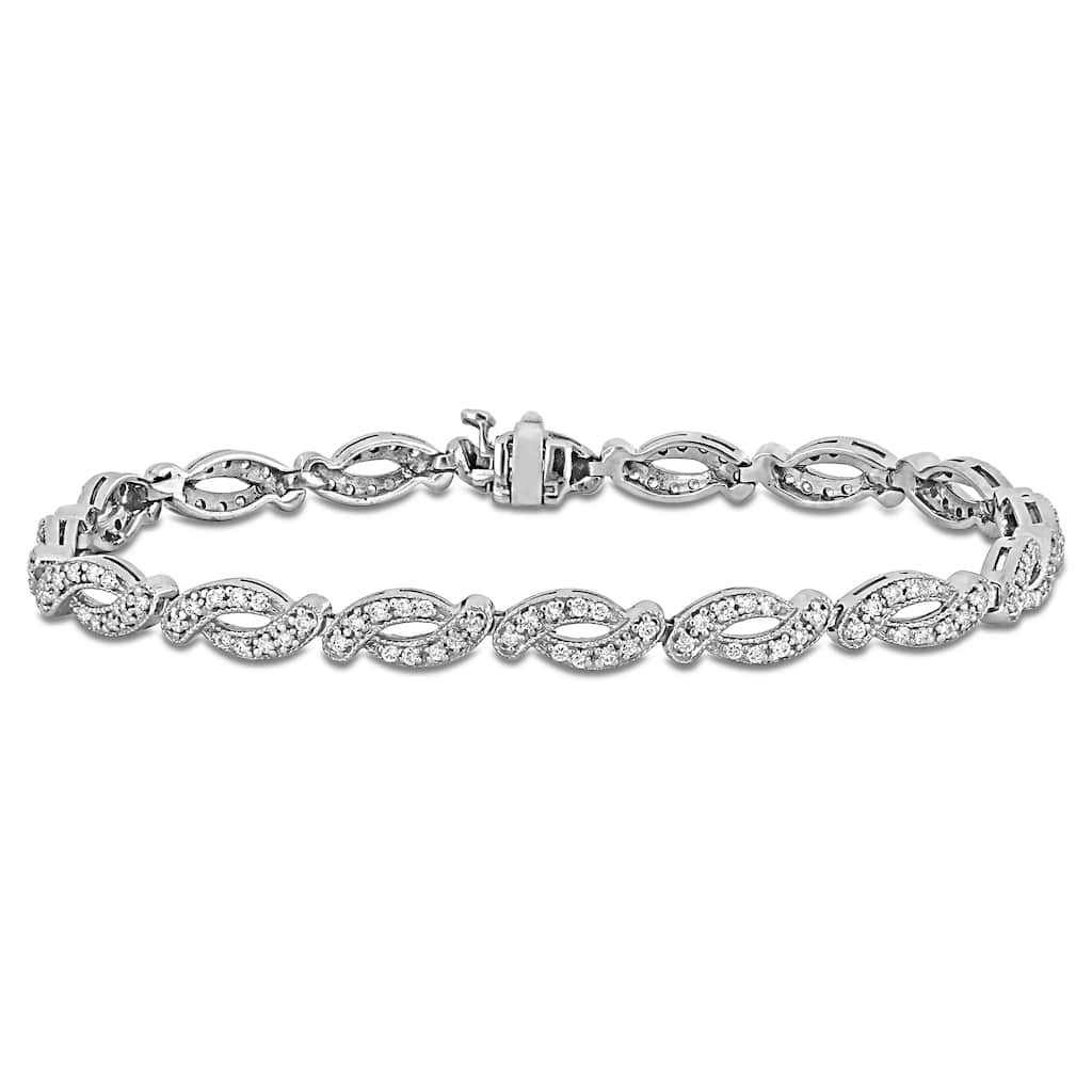 Miadora 1 1/6ct TDW Diamond Tennis Bracelet in 14k White Gold - 7.5 in