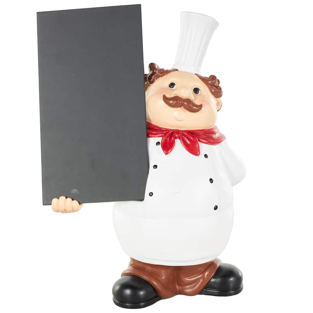 White Polystone Kitchen Decorative Figurine Chef Decorative Sculpture with Chalkboard