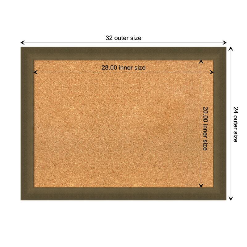 Blaine Narrow Framed Natural Corkboard Bulletin Board - Blaine Light Bronze Narrow - Board Size 28x20