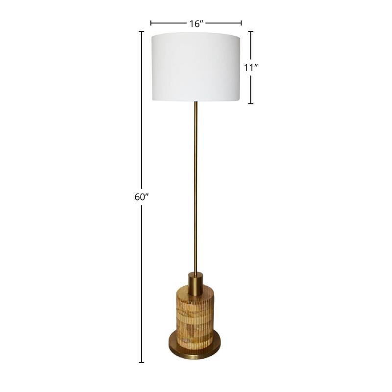 Araylia 60" Floor Lamp with Fabric Shade, Brass/ Brown