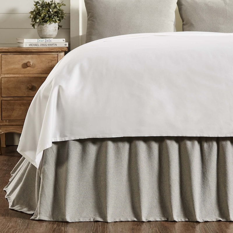 Burlap Dove Grey Ruffled Queen Bed Skirt 60x80x16 - Queen - Grey