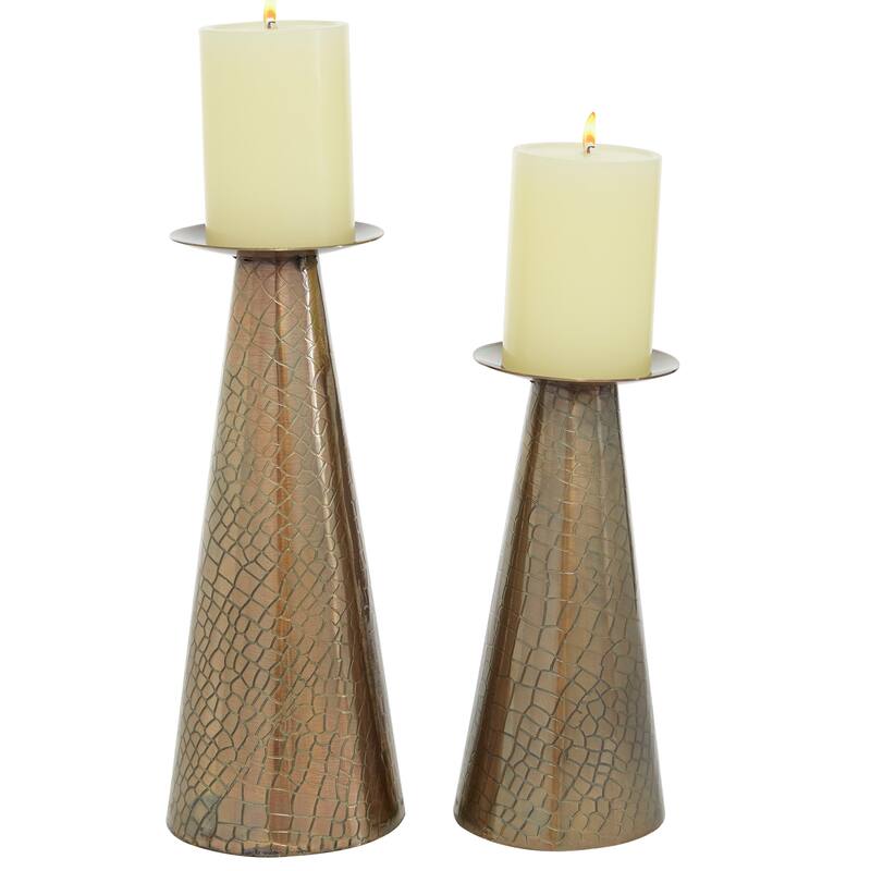 Stainless Steel Glam Candle Holder (Set of 2) - S/2 8.75", 11"H