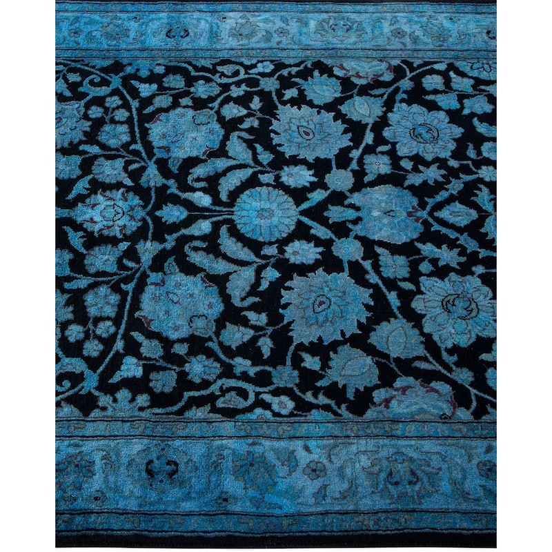 Overton Hand Knotted Wool Vintage Inspired Modern Contemporary Overdyed Blue Area Rug - 3' 1" x 5' 5"