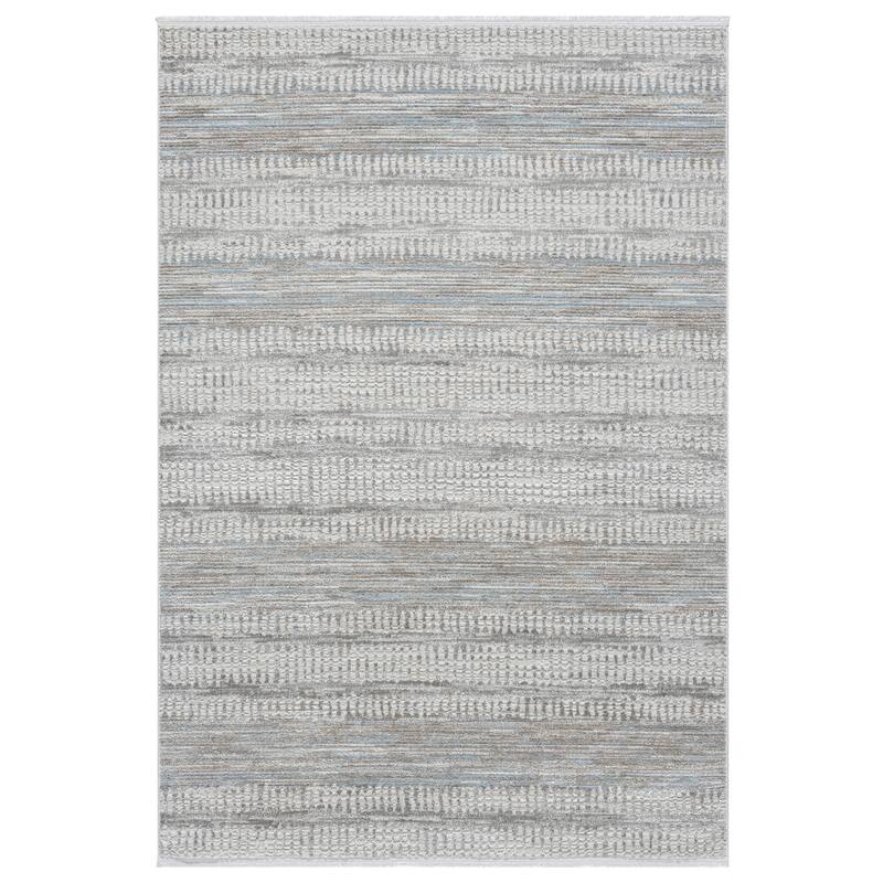 Olivia Collection Cream/Blue Contemporary Abstract Area Rug