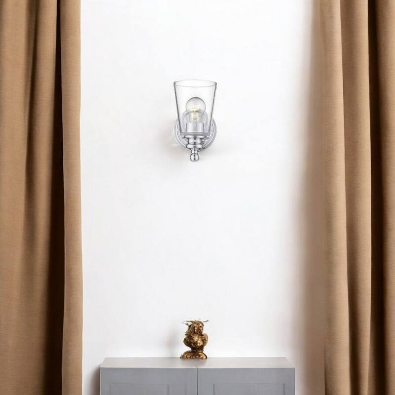 Modern Clear Glass Shade Wall Sconce with Swing Arm for Home Lighting - 1 - Silver